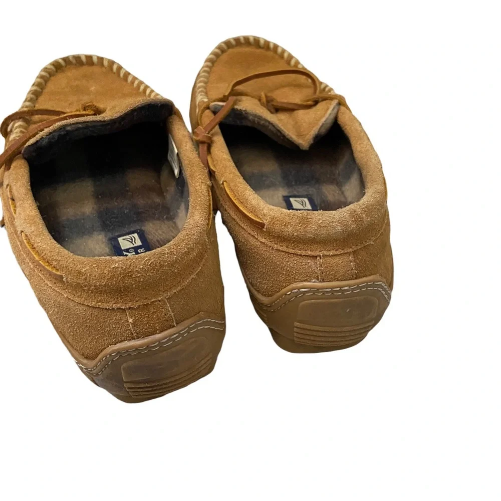 Sperry House Shoes Loafer Slippers Top Sider Fleece Lined Leather Lounge M8 W10